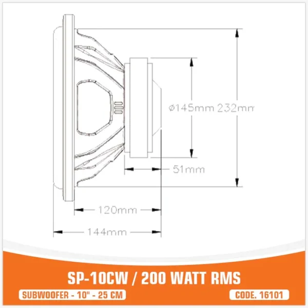 Subwoofer SP Audio SP-10CW, 10”/26 cm 200 W RMS - Image 7