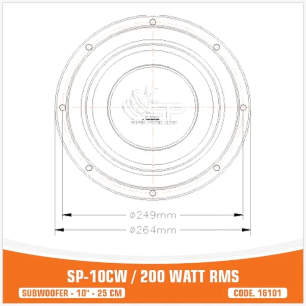 Subwoofer SP Audio SP-10CW, 10”/26 cm 200 W RMS - Image 8