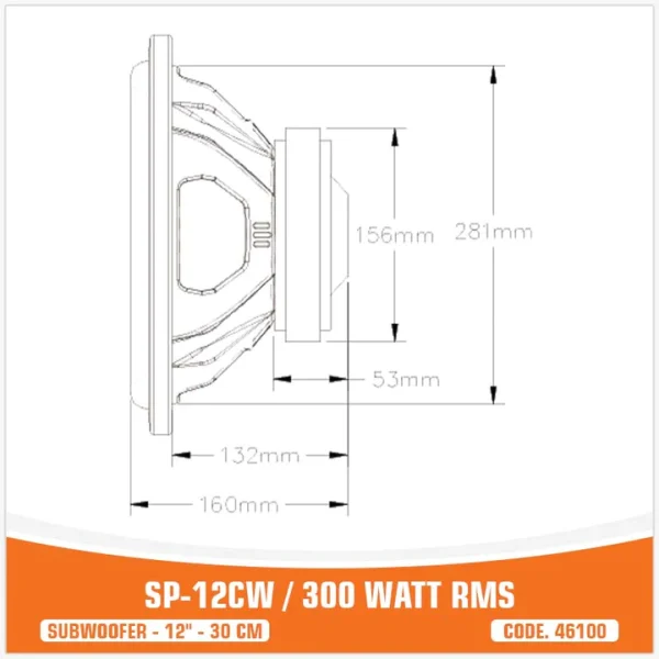 Subwoofer SP Audio SP-12CW, 12”/30cm 300W RMS - Image 6