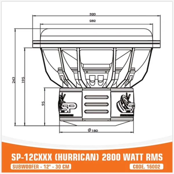 Subwoofer SP Audio SP-12CXXX, Hurrican, 12”/30cm 2800W RMS - Image 8